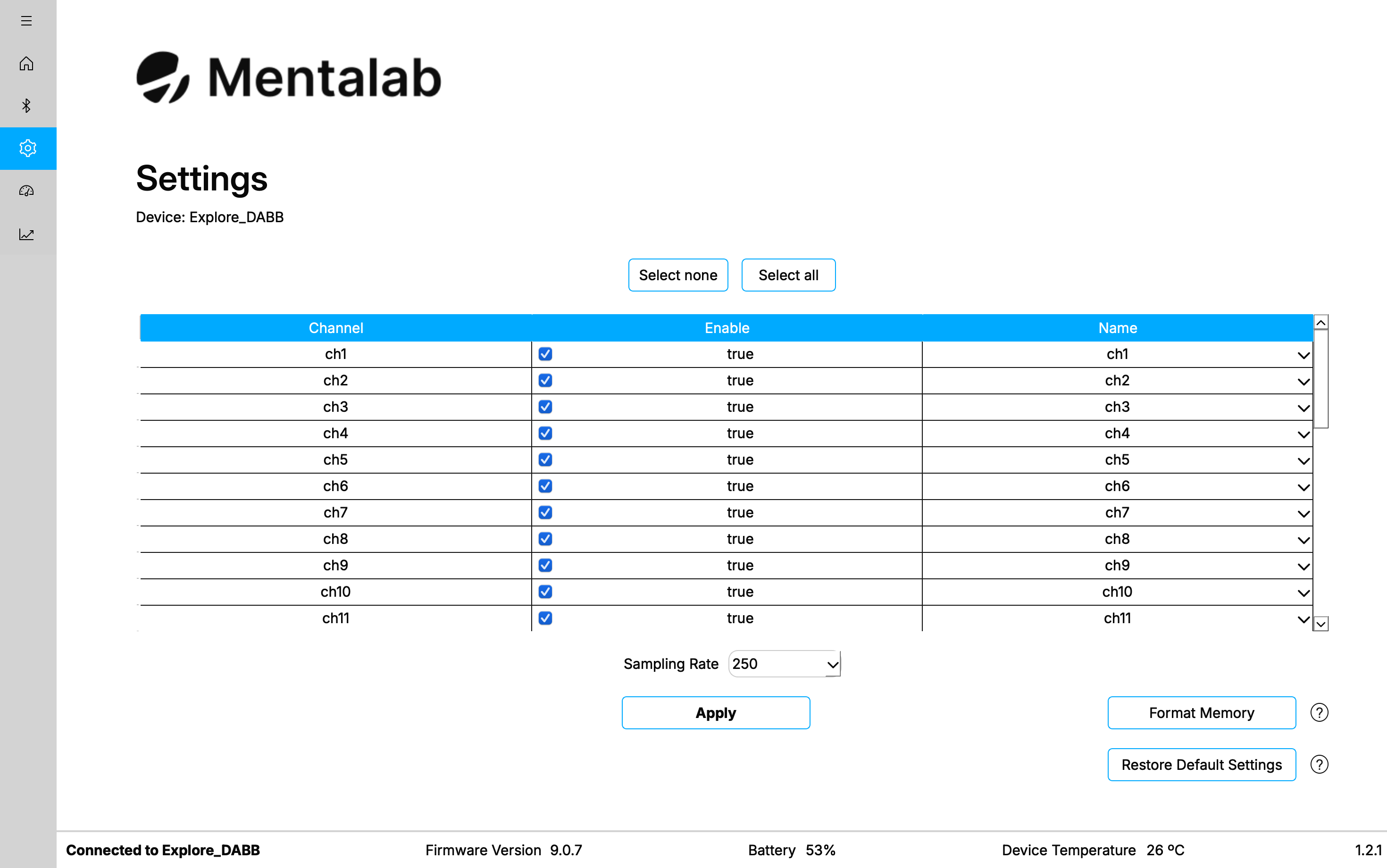 The Explore Desktop Settings page