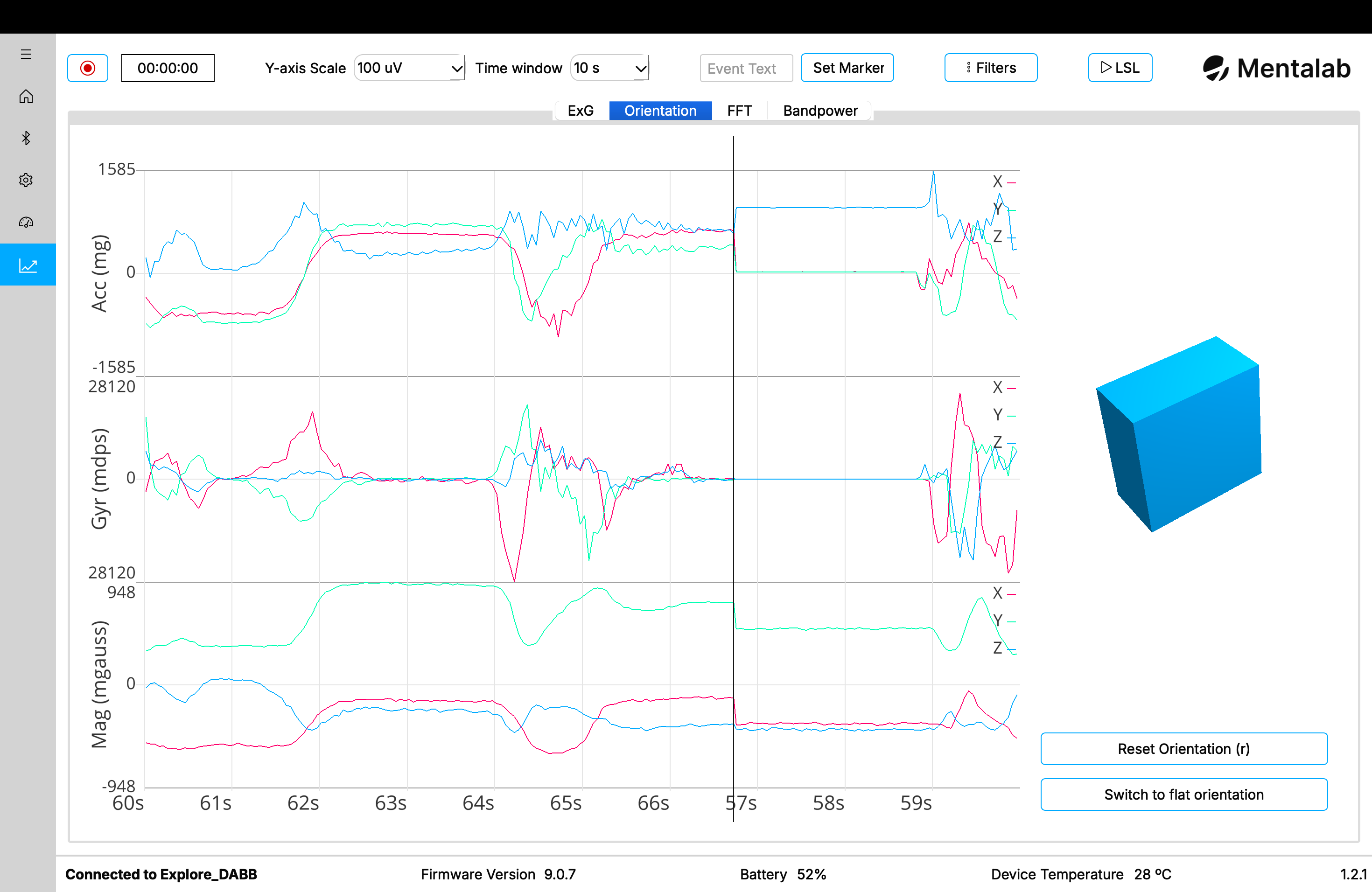 Example of Explore Desktop's motion sensor plot