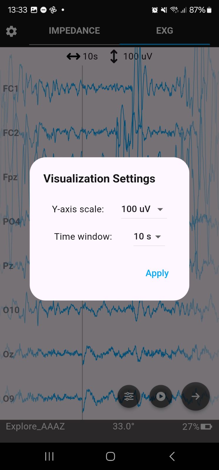 ExG visualization Settings