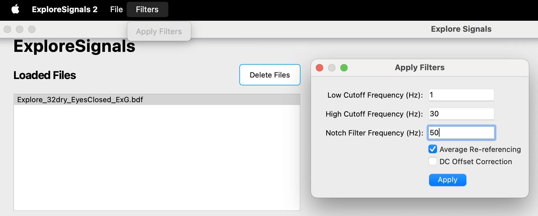 Explore Signals filter options