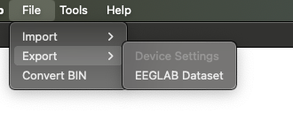 EEGLAB Dataset export