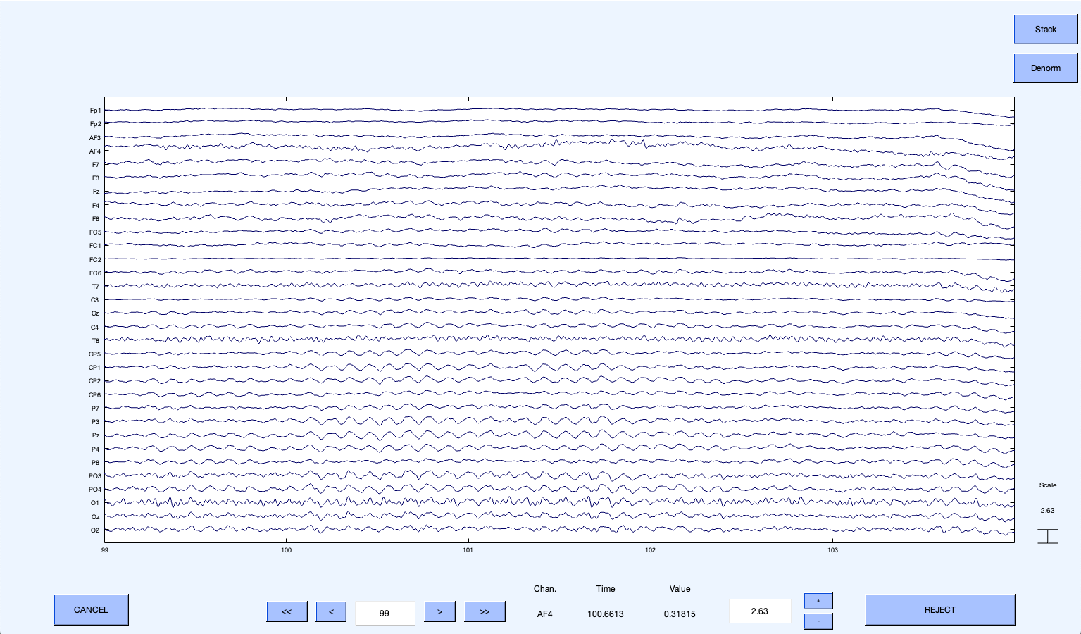 EEGLAB dataset inspection