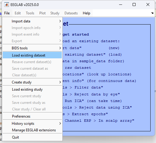 EEGLAB dataset export